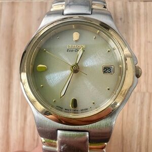 Citizen eco-drive ladies round two-tone bracelet solar dress watch